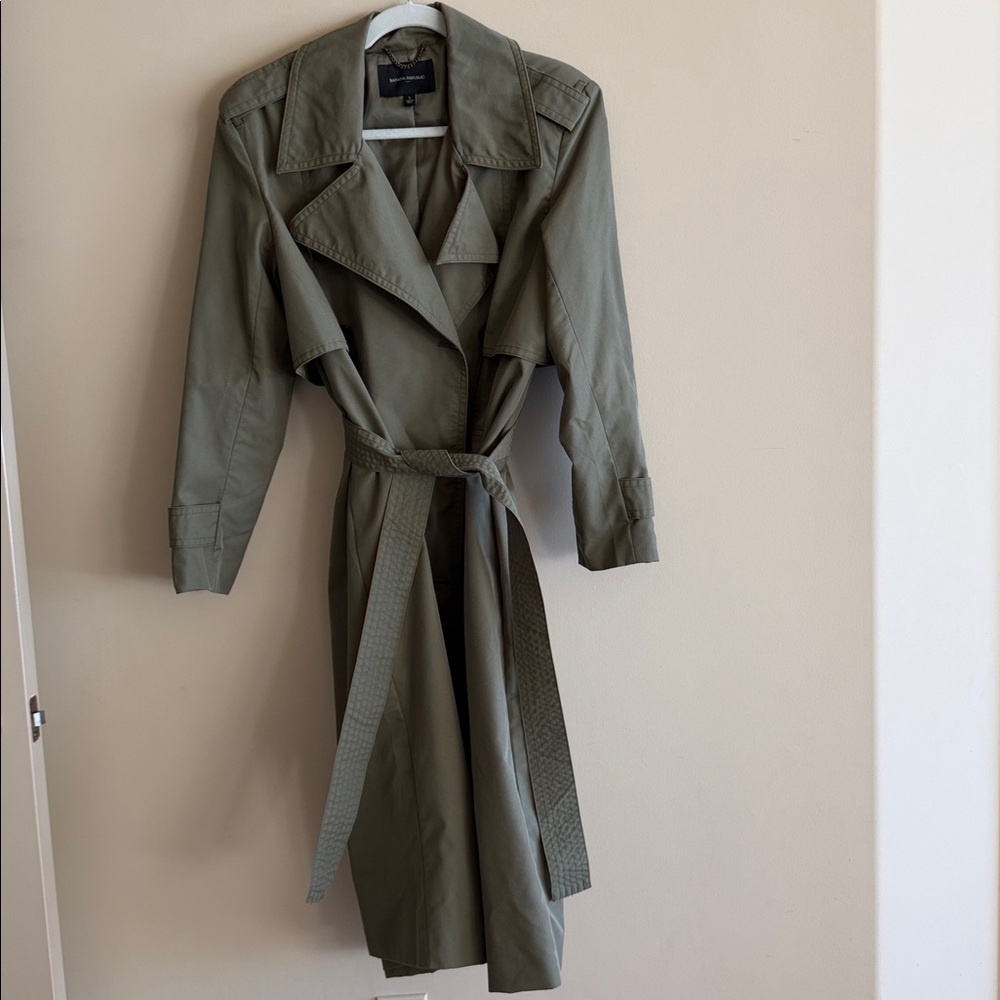 Banana Republic Sage Green Trench Coat